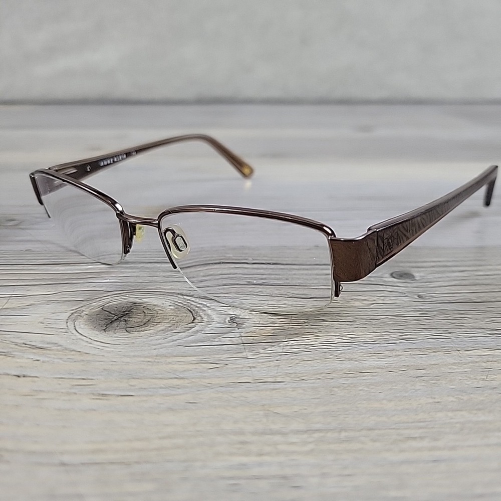 Anne Klein‎ AK5003 Eyeglasses 208 Mocha 50-17-140 Flex Hinges Half Rim Frames